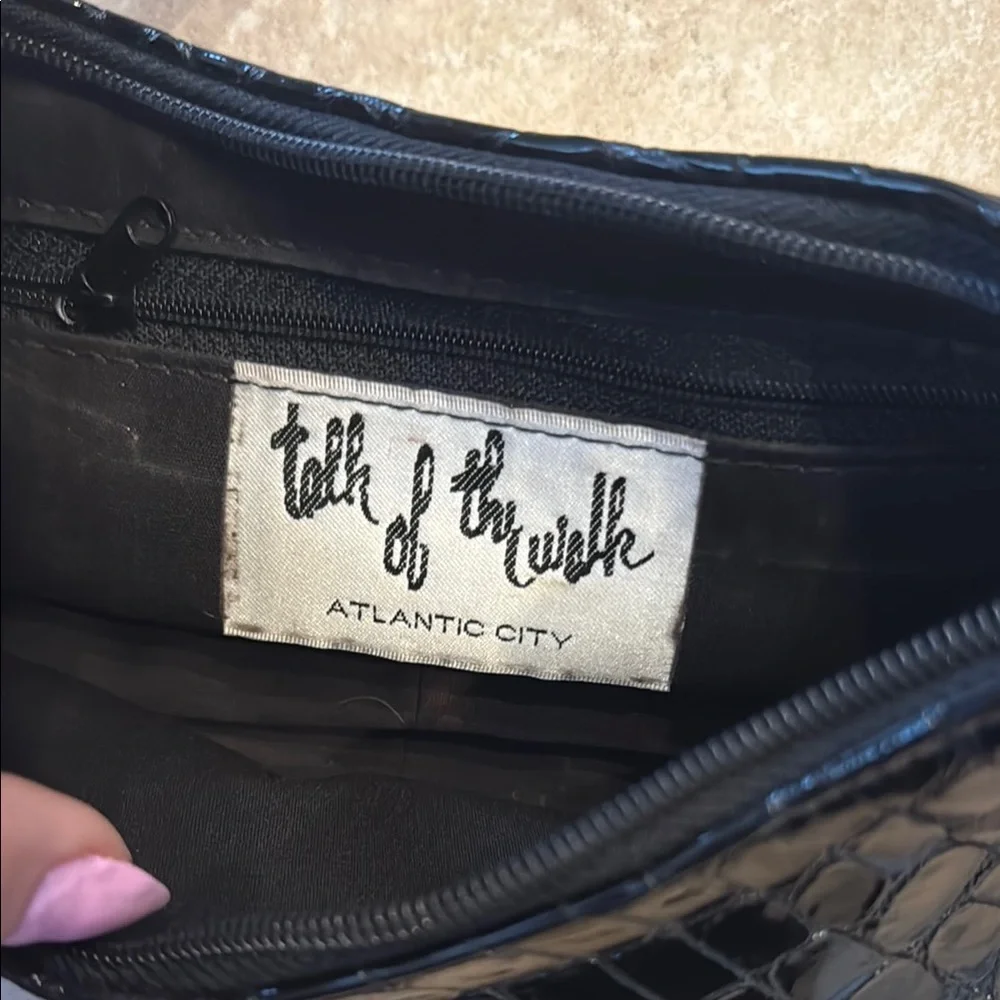 Talk of the Walk Black Glittery Crescent Shoulder Bag